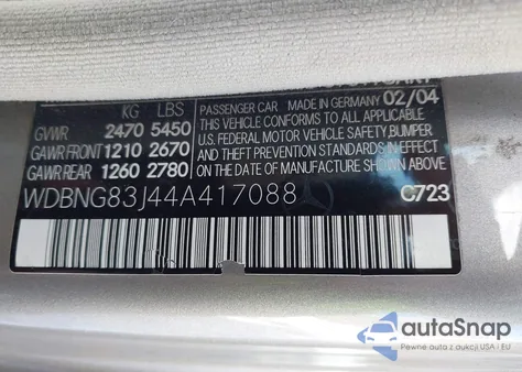 2004 Mercedes-Benz S 430 4Matic из США, поврежденный, VIN WDBNG83J44A417088